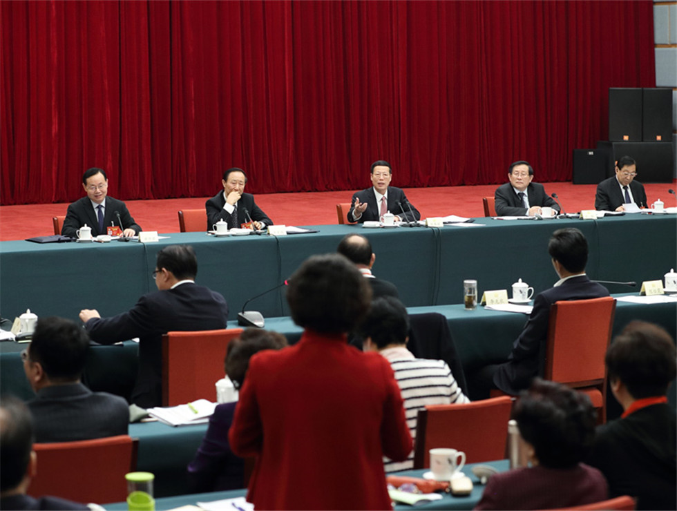 張高麗看望致公、僑聯(lián)、對外友好界委員并參加討論