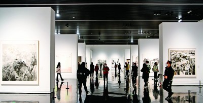 3月18日，藝術(shù)愛好者在“第五屆全國中國畫展覽”現(xiàn)場參觀。新華社發(fā)