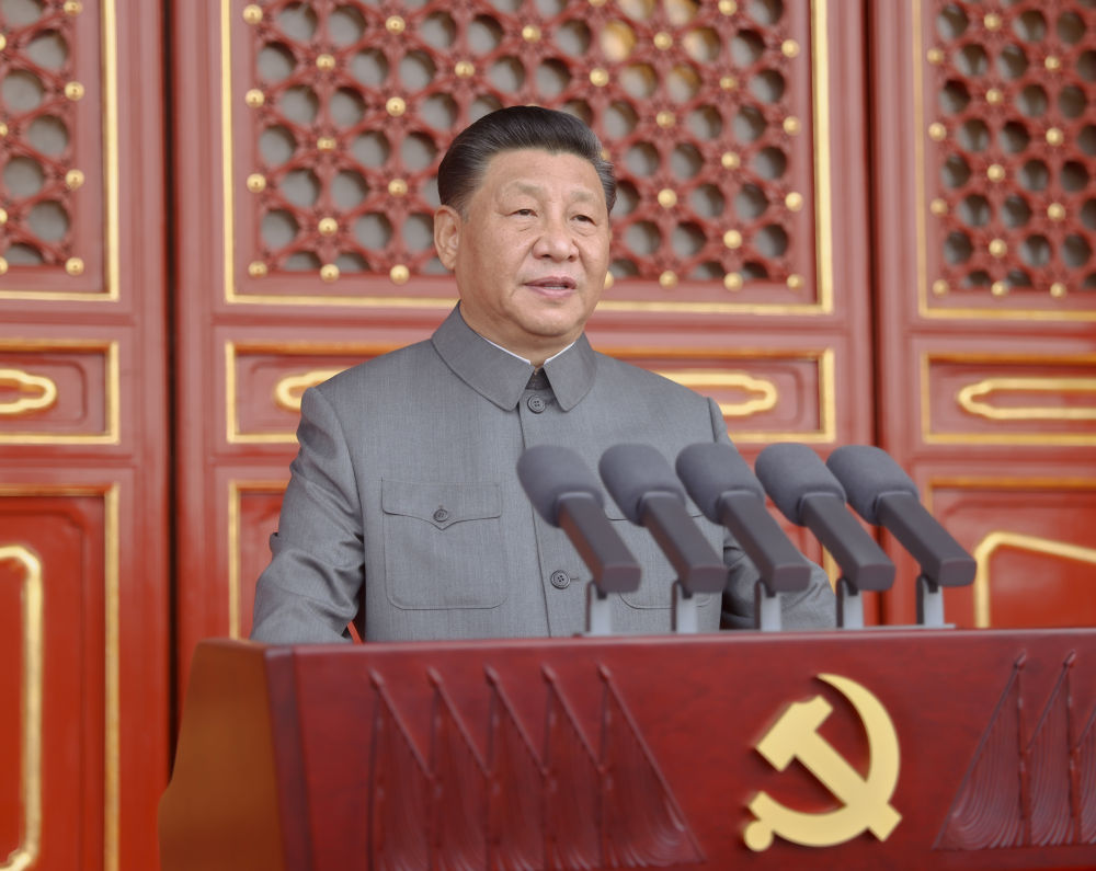 2021年7月1日，慶祝中國(guó)共產(chǎn)黨成立100周年大會(huì)在北京天安門廣場(chǎng)隆重舉行。習(xí)近平發(fā)表重要講話。新華社記者 鞠鵬 攝