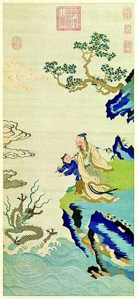 竹杖化龍圖 為明代緙絲作品。緙絲，又稱“刻絲”，是中國(guó)傳統(tǒng)絲綢藝術(shù)品中的精華。