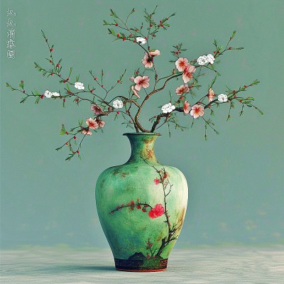 用AI繪畫工具制作的梅花“九九消寒圖”。制作：李世奇、孟揚(yáng)