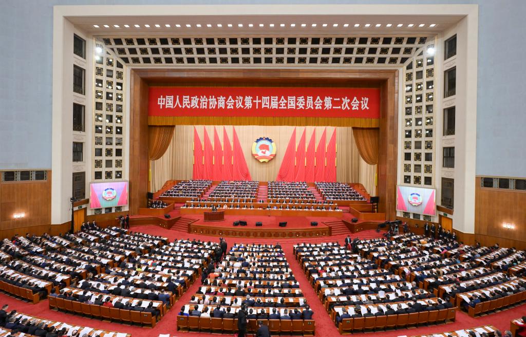 3月4日，中國人民政治協(xié)商會議第十四屆全國委員會第二次會議在北京人民大會堂開幕。新華社記者 李賀 攝