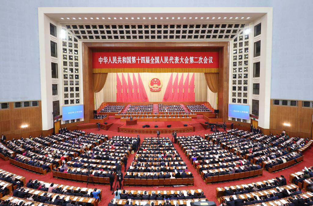3月5日，第十四屆全國人民代表大會第二次會議在北京人民大會堂開幕。新華社記者 丁海濤 攝