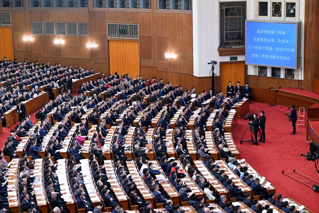 3月10日，中國人民政治協(xié)商會(huì)議第十四屆全國委員會(huì)第二次會(huì)議在北京人民大會(huì)堂舉行閉幕會(huì)。新華社記者 申宏 攝