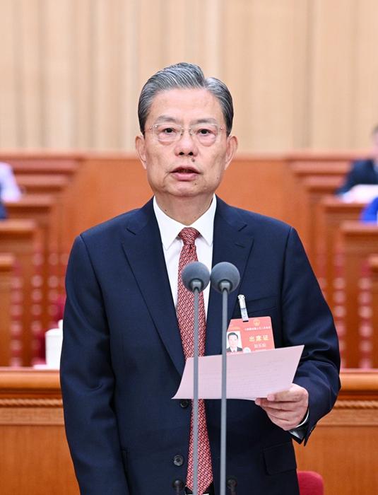 3月11日，第十四屆全國(guó)人民代表大會(huì)第二次會(huì)議在北京人民大會(huì)堂舉行閉幕會(huì)。趙樂(lè)際主持閉幕會(huì)并講話(huà)。新華社記者 李學(xué)仁 攝