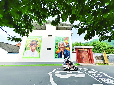 西安美院的師生在蔡家坡村繪制的壁畫。本報記者 于園媛攝/光明圖片
