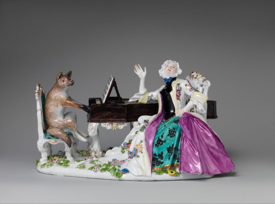 福斯蒂娜·博爾多尼和狐貍（Faustina Bordoni and Fox），陶瓷擺件，德國，約1743年