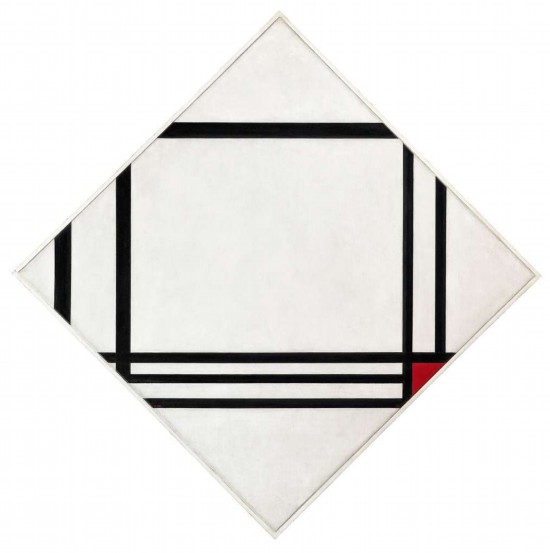蒙德里安，《八條線紅色矩形的菱形構(gòu)成》，1938年，布面油畫，貝耶勒基金會(huì)藏（貝耶勒基金會(huì)展品）